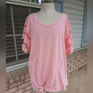 Eyeshadow Girlsl. 2xlarge.‎ Pink Lace Sleeve Women's Top